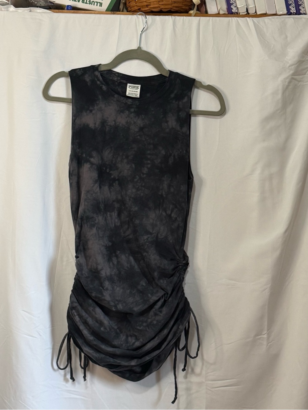 PINK Victoria's Secret Black Tie-Dye Ruched Side Dress